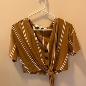 Cropped V neck blouse